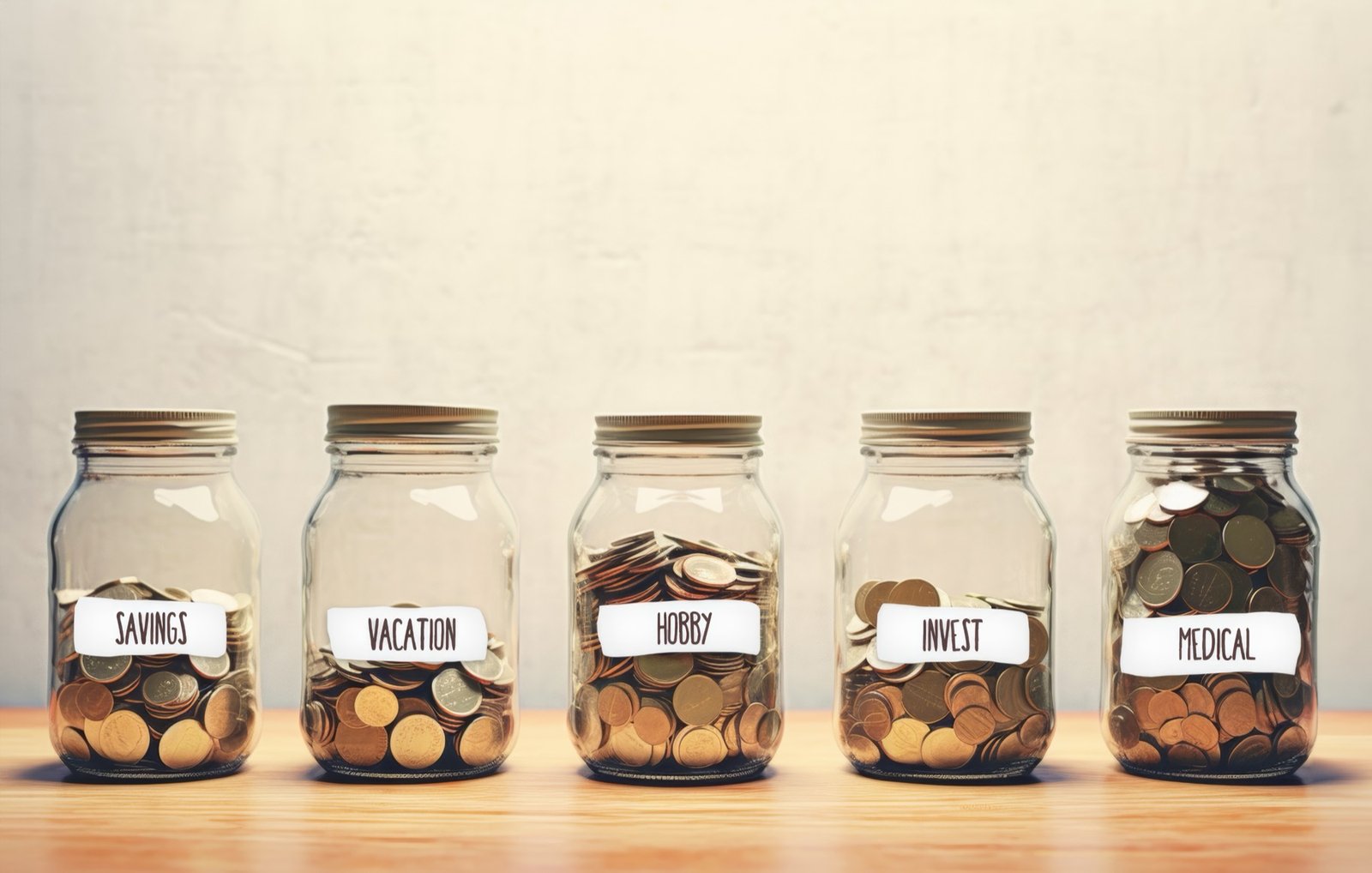 Savings jars and household planning table